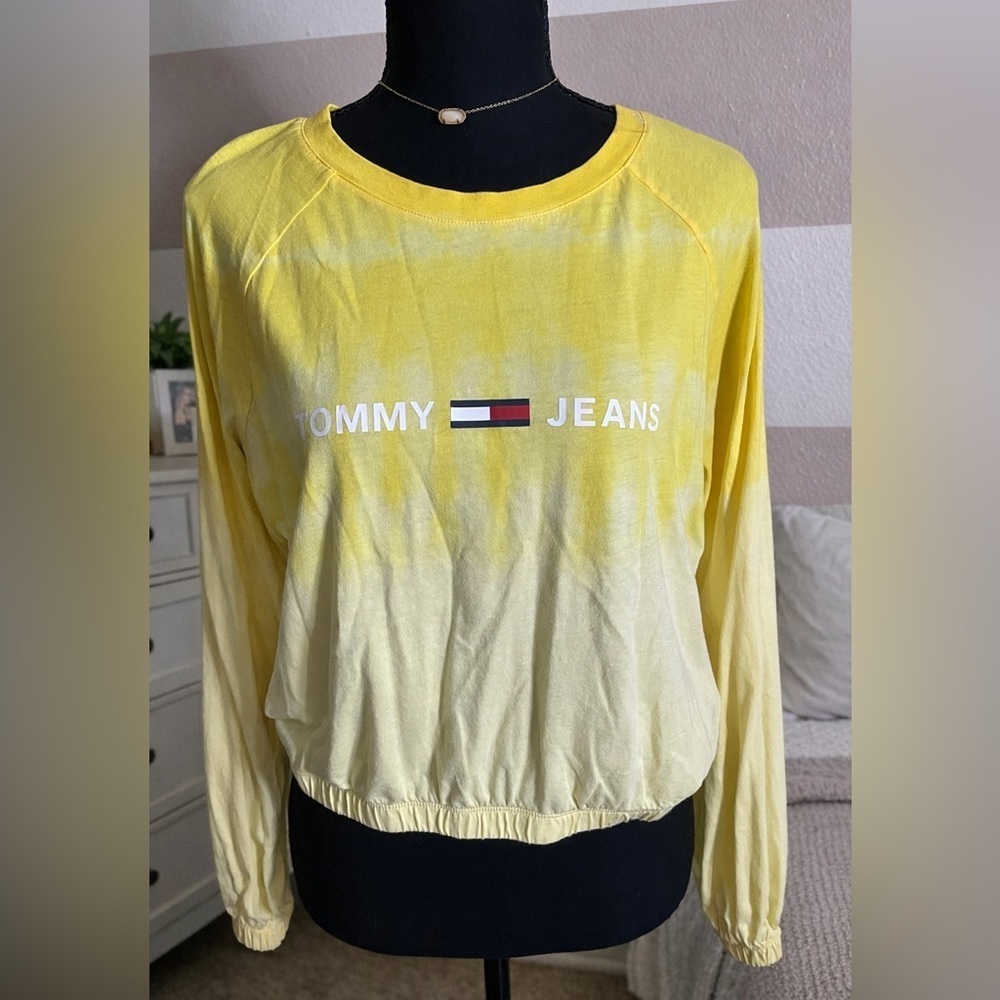 Tommy Jeans yellow gradient long-sleeve crop top size Small